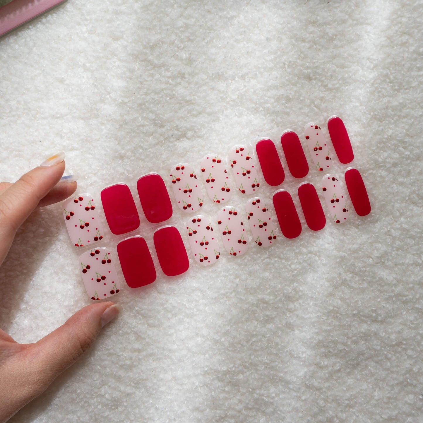 Cheri Cherry Red DIY Semicured Gel Nail Strips Kit
