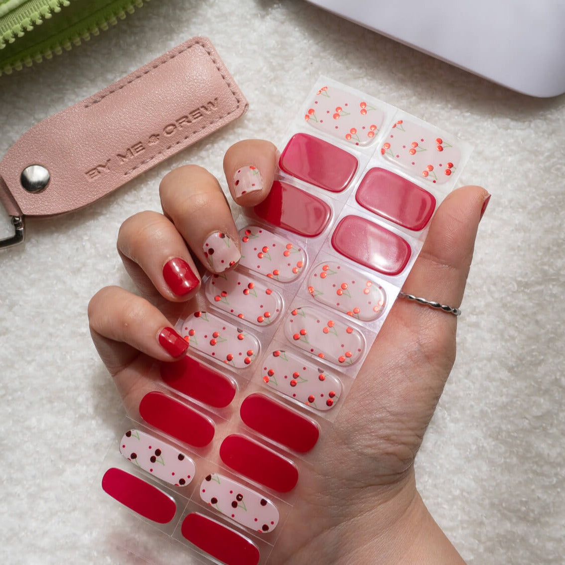 Cheri Cherry Red DIY Semicured Gel Nail Strips Kit