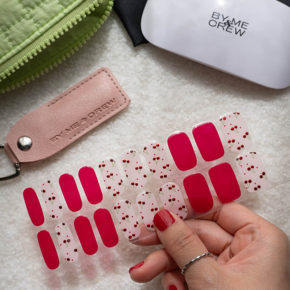 Cheri Cherry Red DIY Semicured Gel Nail Strips Kit