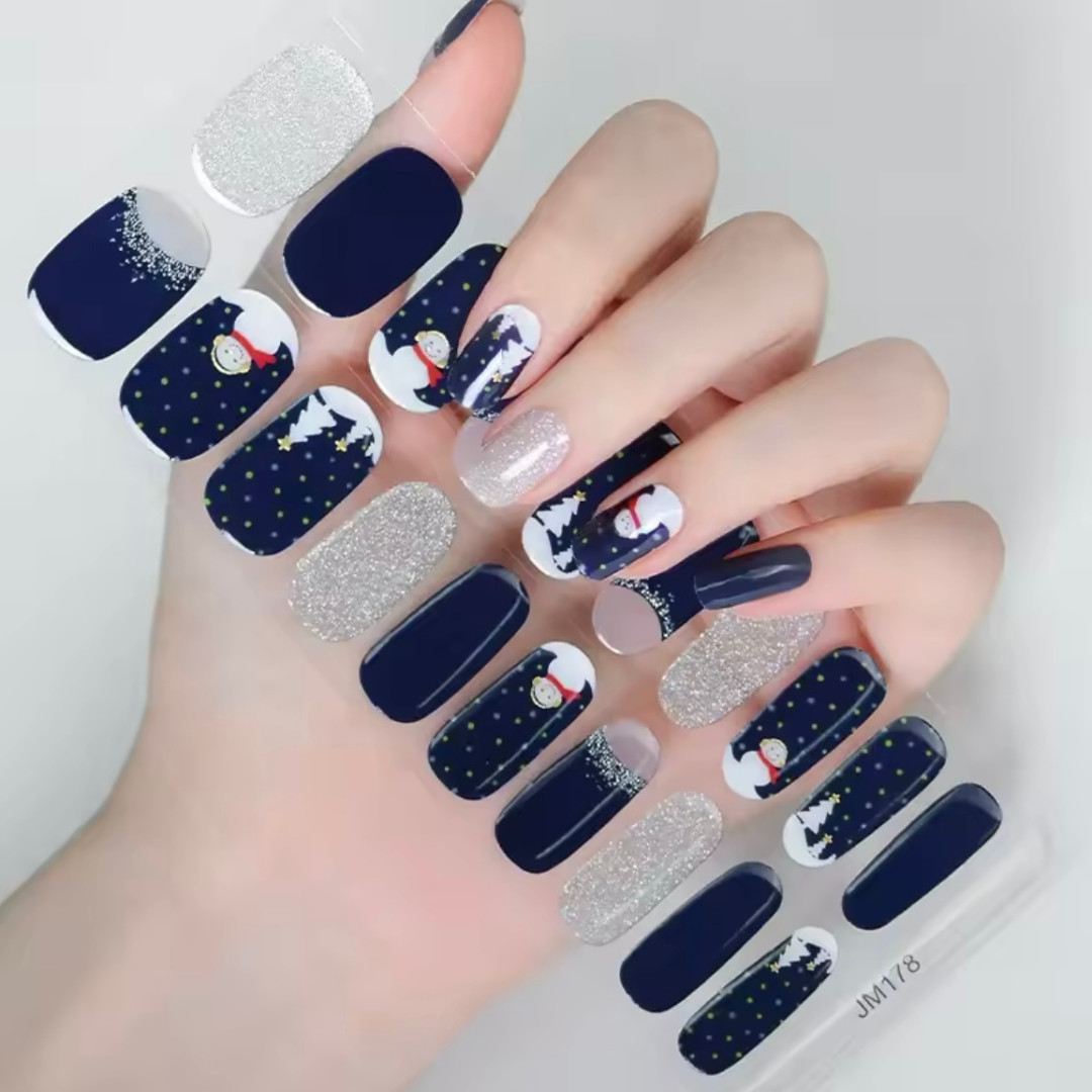 LM 178 Blue Snow ice Semicure gel nail strips  5 Sars Rating Super fast delivery (1,989) 