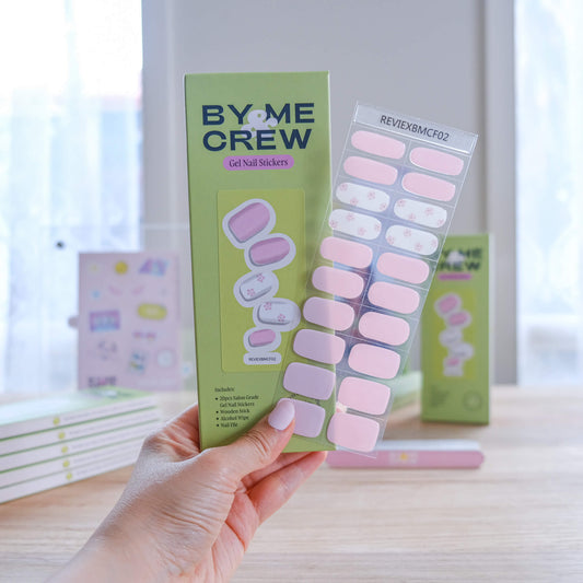 Pink Floral Semi cured Gel Nails Wraps Kit