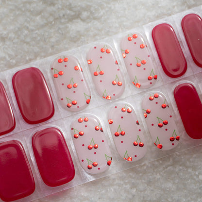 Cheri Cherry Red DIY Semicured Gel Nail Strips Kit