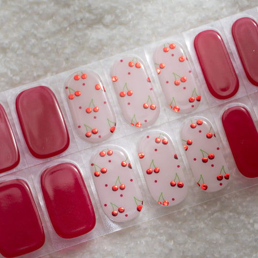 Cheri Cherry Red DIY Semicured Gel Nail Strips Kit