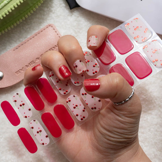 Cheri Cherry Red DIY Semicured Gel Nail Strips Kit