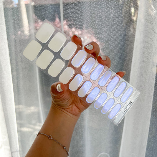 The Original Semicured Gel Nail Stickers Kit - [Iridescent Blue] Mother of Pearls